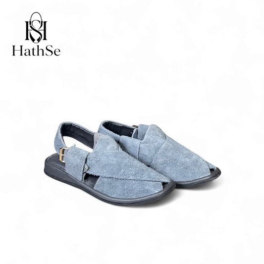 Sky Blue Premium Comfort Suede Peshawari Chappal