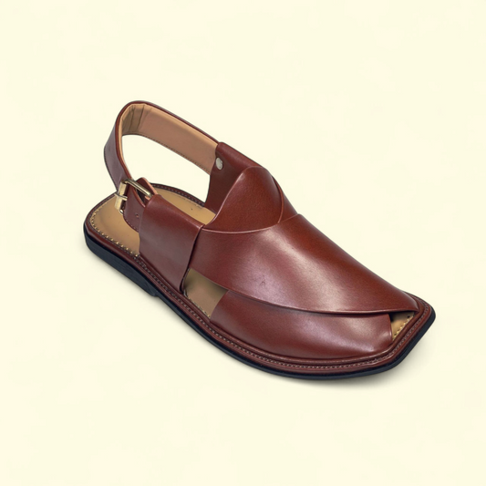 Mustard Brown Smart Zalmi Peshawari Chappal | Premium Leather