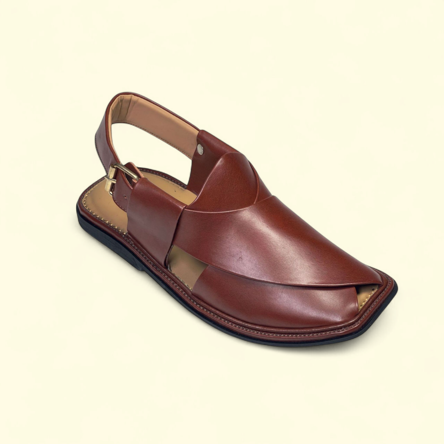 Black Shiny Smart Zalmi Peshawari Chappal | Premium Leather