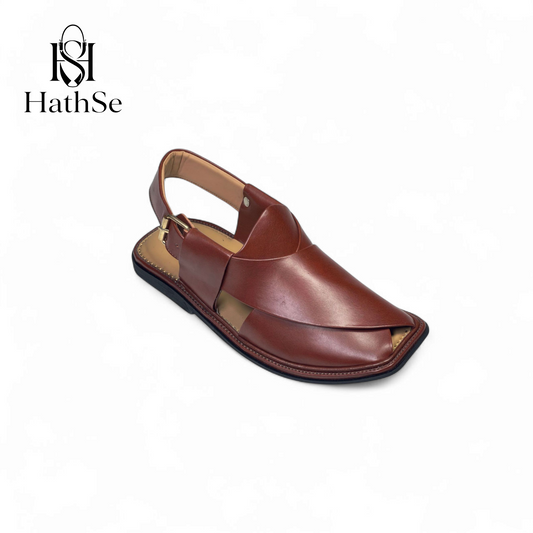 Mustard Brown Smart Zalmi Peshawari Chappal | Premium Leather