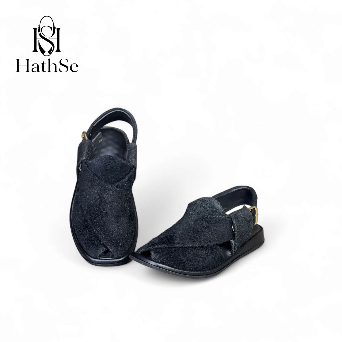 Black Premium Comfort Suede Peshawari Chappal