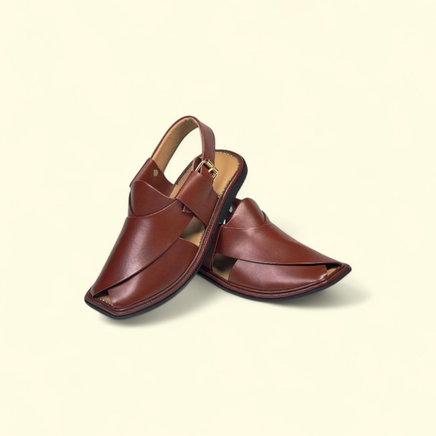 Mustard Brown Smart Zalmi Peshawari Chappal | Premium Leather