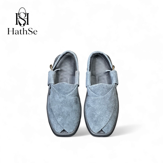 Sky Blue Premium Comfort Suede Peshawari Chappal