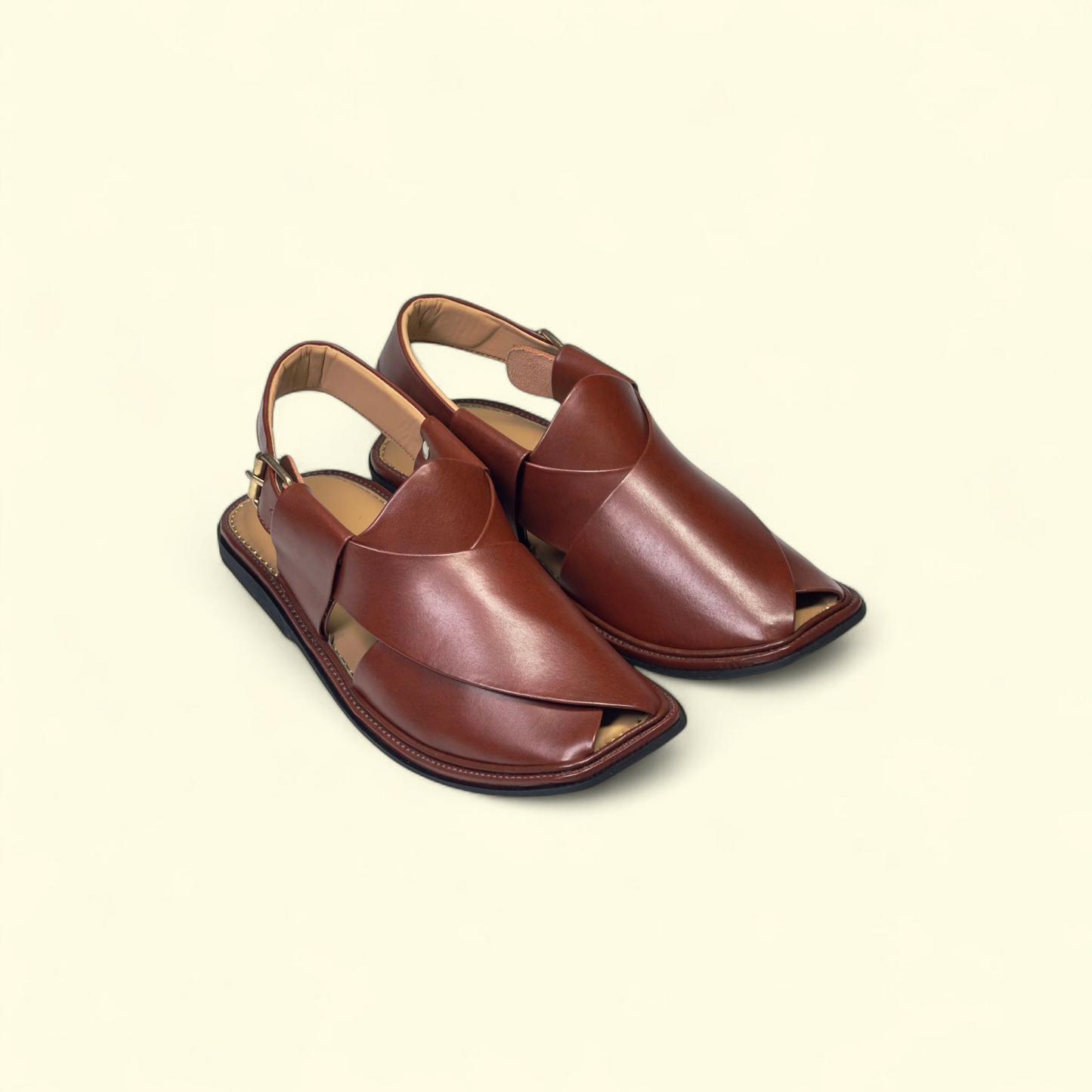 Mustard Brown Smart Zalmi Peshawari Chappal | Premium Leather