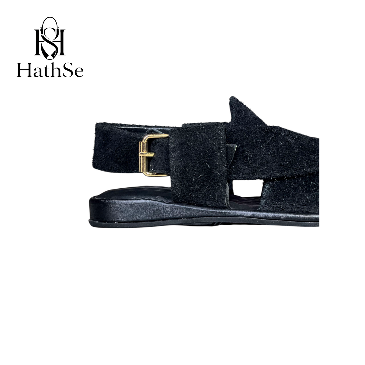 Black Premium Comfort Suede Peshawari Chappal
