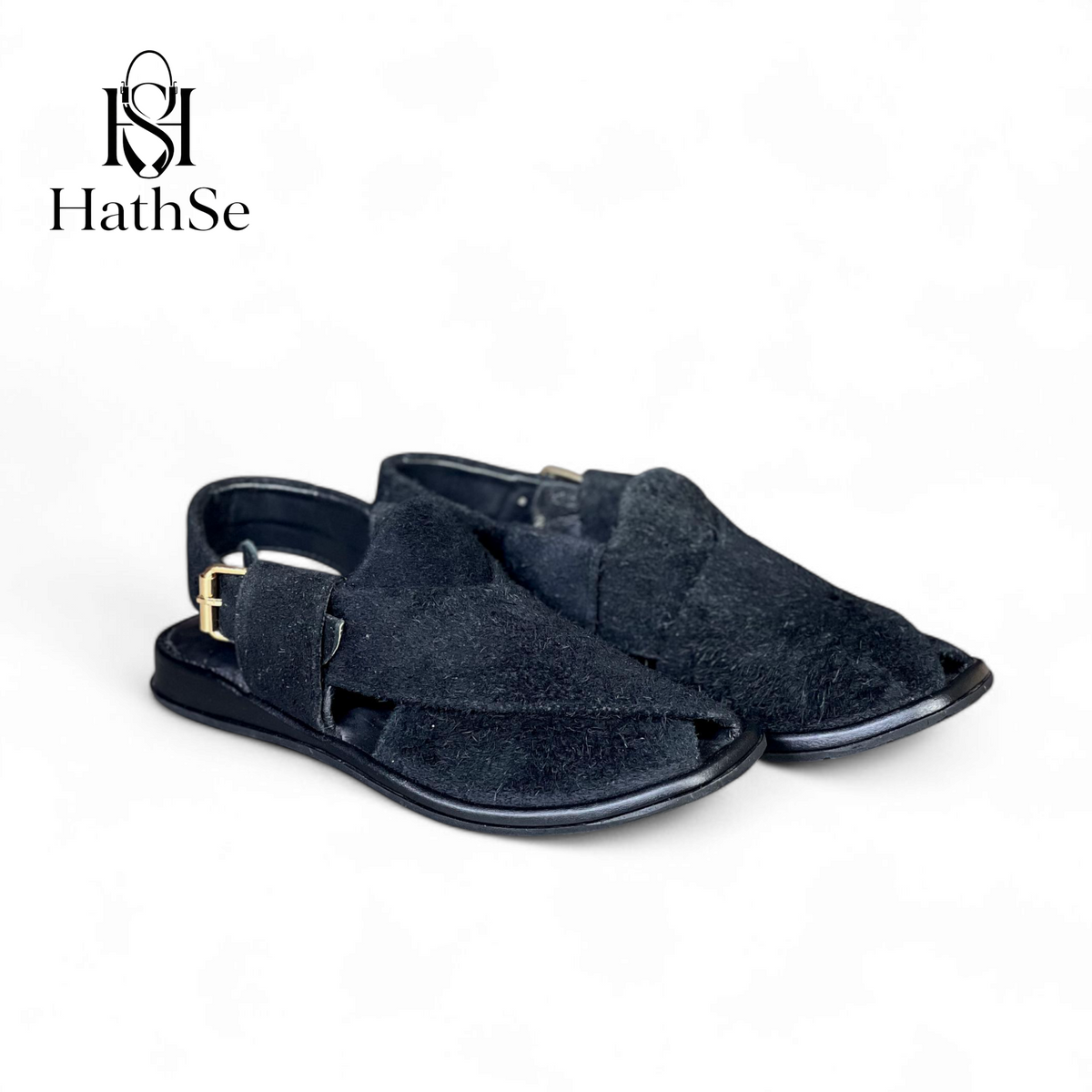 Black Premium Comfort Suede Peshawari Chappal