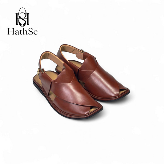 Mustard Brown Smart Zalmi Peshawari Chappal | Premium Leather